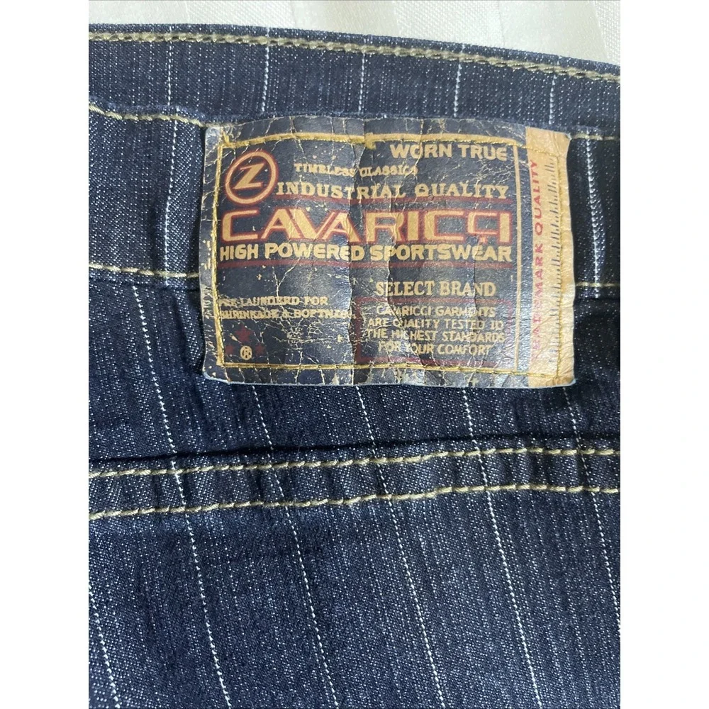 Vintage Z. Cavaricci Pinstripe Dark Wash High Waisted Straight Leg Jeans Size 24